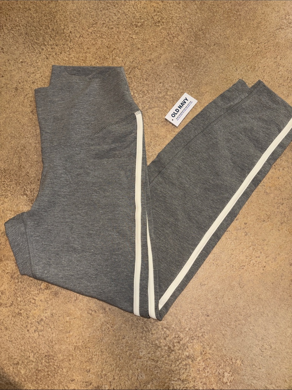 Old Navy Gray Leggings with White Side Stripe